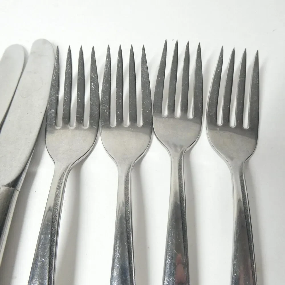 Imperial IMI50 Textured Stainless Flatware Lot Vintage 15pcs MCM